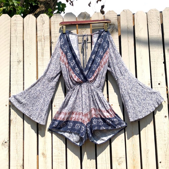 Audrey 3+1 Pants - Audrey 3+1 Bell Sleeve Boho Gypsy Romper